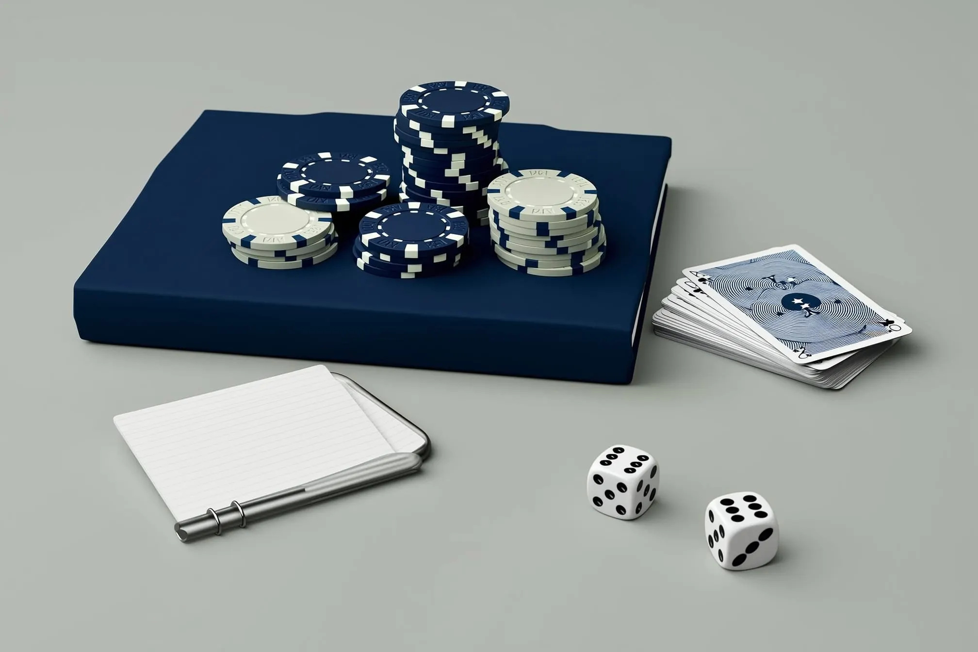 Photorealistic still life of gaming objects on a table